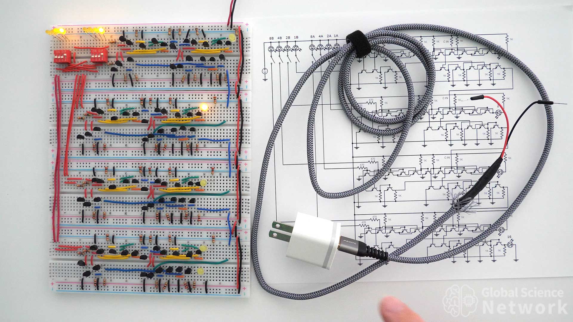 USB power cable for a breadboard