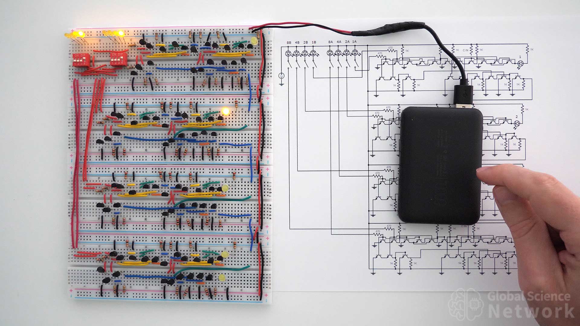 external 5 volt batter pack and USB connector for breadboard