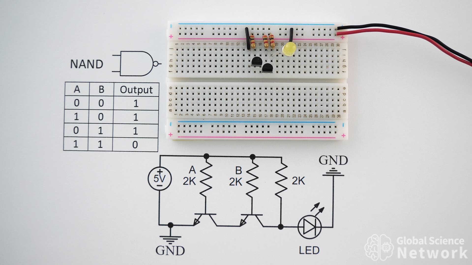 nand gate with truth table and circuit diagram