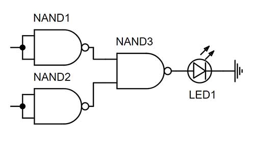 or gate made built with nand gates
