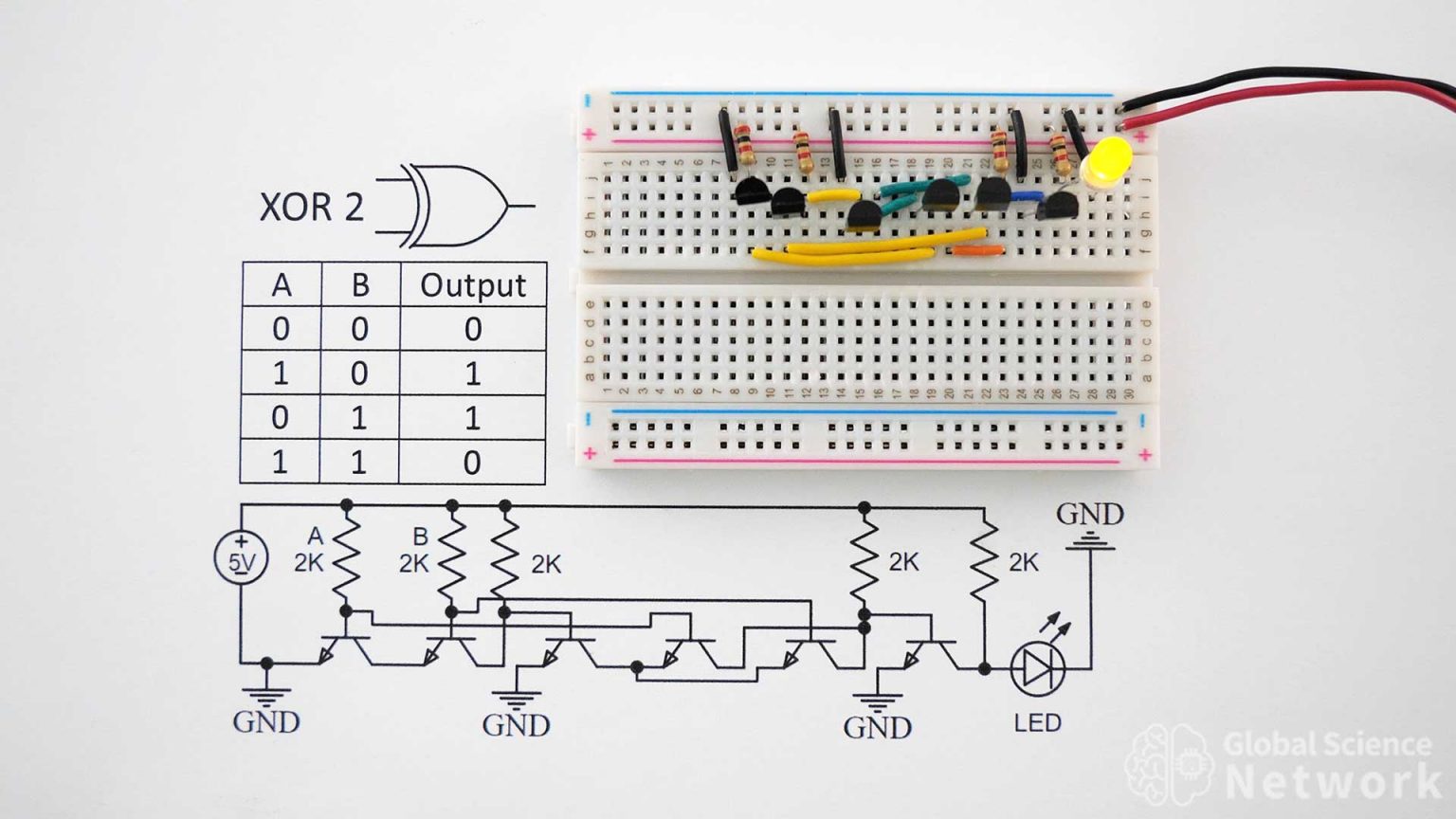 XOR Gate, Exclusive OR Gate | Built with Transistors