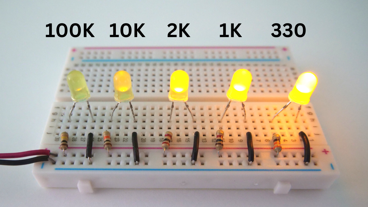 yellow LEDs with different resistor values